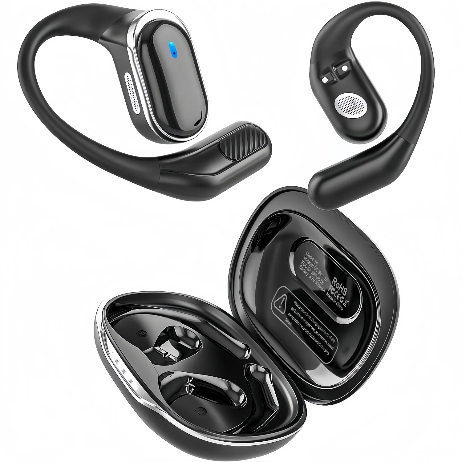 Open Ear Air Conduction Headphones - 블루투스 이어폰 무선 헤드폰(마이크 포함) 공기