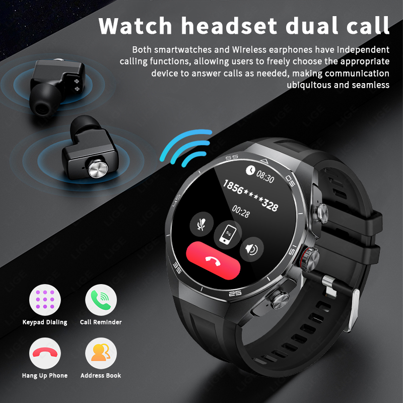 LIGE 스마트워치 헤드폰 내장 1.53인치 AMOLE - Tws Earbuds Bluetooth 5.3 리뷰 및 가격