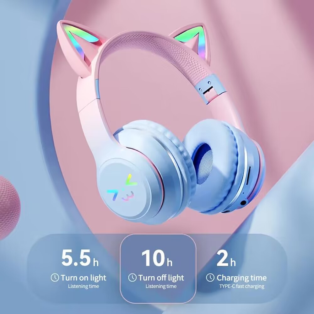 RGB 글로우 이어폰 무선 이어 버드 5.3 고양이 귀 - Gaming Headset With Mic Rgb 리뷰 및 가격